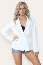 Load image into Gallery viewer, Fitted Linned Double Gold Button Collared Blazer Jacket
