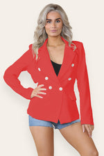 Load image into Gallery viewer, Fitted Linned Double Gold Button Collared Blazer Jacket
