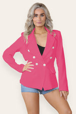 Load image into Gallery viewer, Fitted Linned Double Gold Button Collared Blazer Jacket
