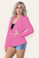 Load image into Gallery viewer, Fitted Linned Double Gold Button Collared Blazer Jacket
