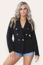Load image into Gallery viewer, Fitted Linned Double Gold Button Collared Blazer Jacket
