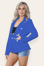 Load image into Gallery viewer, Fitted Linned Double Gold Button Collared Blazer Jacket
