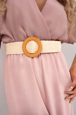 Load image into Gallery viewer, V Neck Short Sleeve Wide Leg Jumpsuit with Woven Belt
