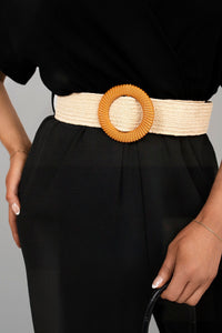 V Neck Short Sleeve Wide Leg Jumpsuit with Woven Belt