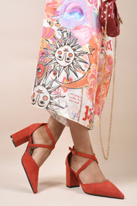 Cross Strap Block Heels