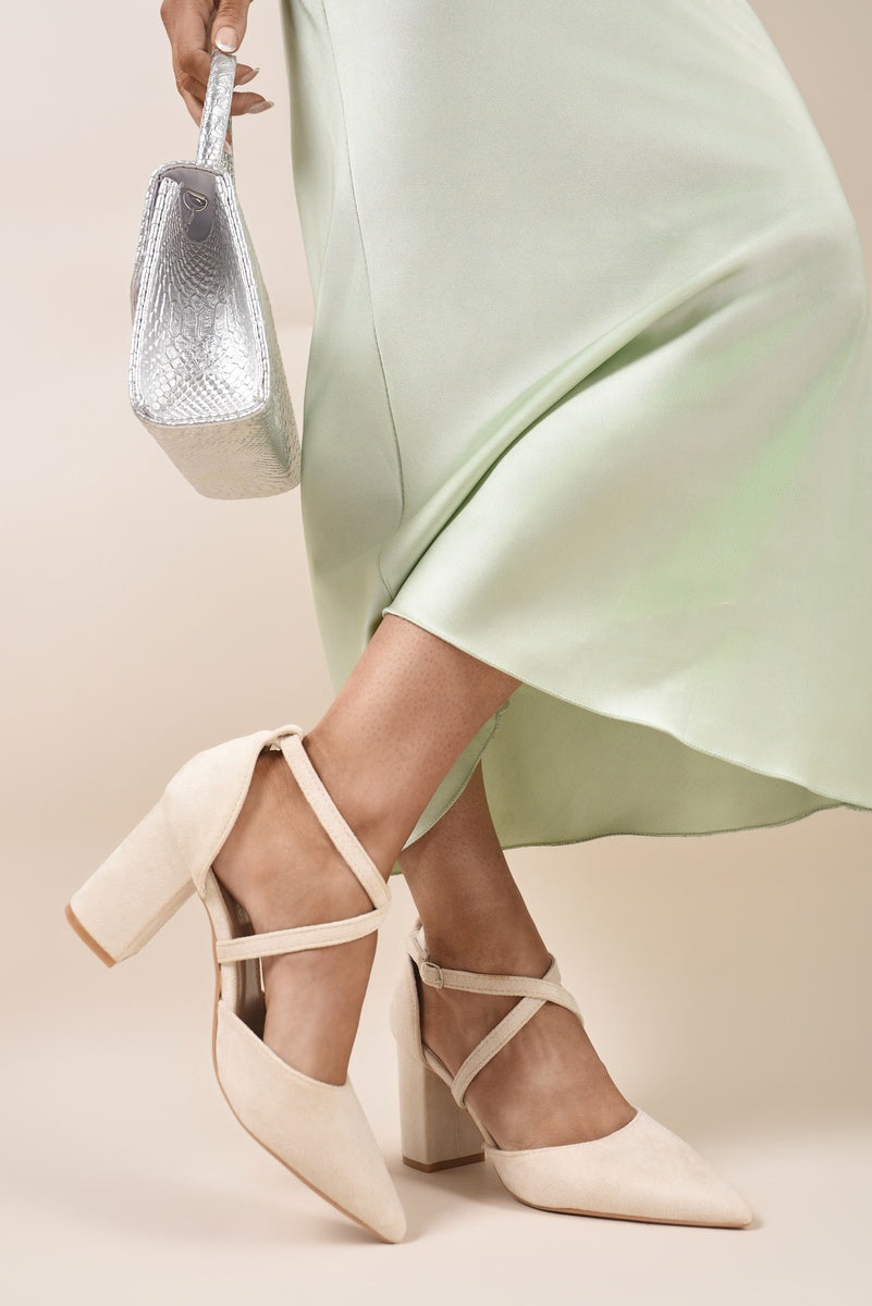 Cross Strap Block Heels