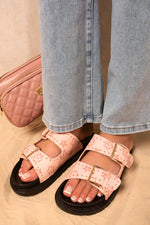 Load image into Gallery viewer, Double Buckle Studded Slip On Sandals

