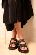 Load image into Gallery viewer, Double Buckle Studded Slip On Sandals
