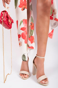 Double Strap Block Heels with Ankle Buckle Fastening