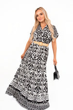 Load image into Gallery viewer, Button Down Printed Maxi Shirt Dress with Waist Detail
