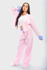 Load image into Gallery viewer, Long Sleeve Cropped Blazer Top And Straight Leg Trouser Co-ord Set
