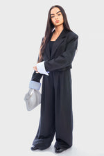 Load image into Gallery viewer, Long Sleeve Cropped Blazer Top And Straight Leg Trouser Co-ord Set
