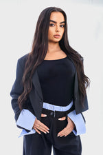 Load image into Gallery viewer, Long Sleeve Cropped Blazer Top And Straight Leg Trouser Co-ord Set
