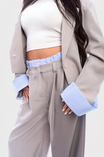 Load image into Gallery viewer, Long Sleeve Cropped Blazer Top And Straight Leg Trouser Co-ord Set
