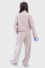 Load image into Gallery viewer, Long Sleeve Cropped Blazer Top And Straight Leg Trouser Co-ord Set
