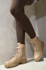 Load image into Gallery viewer, Lace Up Buckle Chunky Combat Boots

