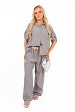Load image into Gallery viewer, Rolled Sleeve Shirt &amp; Trousers Co-ord Set with Belt
