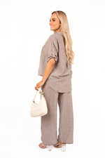 Load image into Gallery viewer, Rolled Sleeve Shirt &amp; Trousers Co-ord Set with Belt
