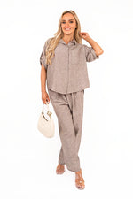 Load image into Gallery viewer, Rolled Sleeve Shirt &amp; Trousers Co-ord Set with Belt
