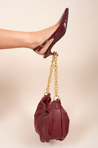 Slingback Pointed Toe Kitten Heels with Croc Detail