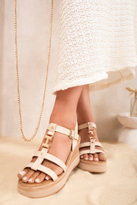 Strappy Platform Sandals with Buckle Detail