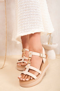 Strappy Platform Sandals with Buckle Detail