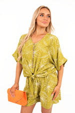 Load image into Gallery viewer, Button Front Short Sleeve Co-ord Set with Tie Waist
