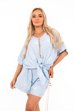 Load image into Gallery viewer, Button Front Short Sleeve Co-ord Set with Tie Waist
