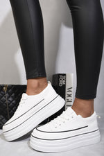 Load image into Gallery viewer, Platform Wedge Lace Up Trainers
