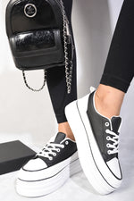 Load image into Gallery viewer, Platform Wedge Lace Up Trainers
