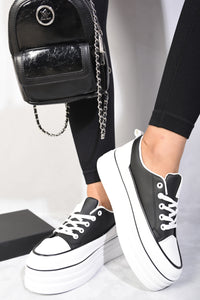 Platform Wedge Lace Up Trainers