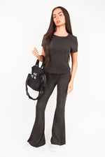 Load image into Gallery viewer, Short Sleeve T-Shirt &amp; Flared Leggings Co-ord Set
