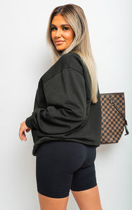 J'Adore Paris Print Oversized Jumper Top