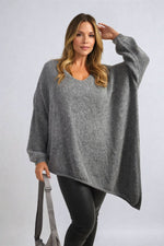 Load image into Gallery viewer, Asymmetric Oversized Knitted Jumper
