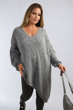 Load image into Gallery viewer, Asymmetric Oversized Knitted Jumper
