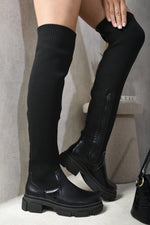 Load image into Gallery viewer, Knitted Platform Over The Knee Chunky Boots
