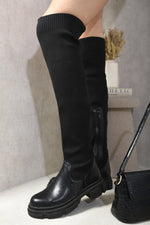 Load image into Gallery viewer, Knitted Platform Over The Knee Chunky Boots
