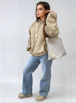 Load image into Gallery viewer, Ruched Sleeve Oversized Hoodie with Front Pouch Pocket
