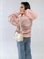 Load image into Gallery viewer, Ruched Sleeve Oversized Hoodie with Front Pouch Pocket
