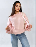 Load image into Gallery viewer, Ruched Sleeve Oversized Hoodie with Front Pouch Pocket
