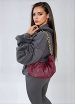 Load image into Gallery viewer, Ruched Sleeve Oversized Hoodie with Front Pouch Pocket
