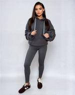 Load image into Gallery viewer, Ruched Sleeve Oversized Hoodie with Front Pouch Pocket
