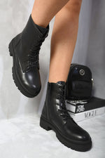 Load image into Gallery viewer, Lace Up Side Zip Chunky Ankle Boots
