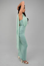 Load image into Gallery viewer, High Slit Draped Scarf Maxi Dress
