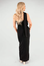 Load image into Gallery viewer, High Slit Draped Scarf Maxi Dress
