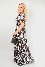 Load image into Gallery viewer, Printed Short Sleeve Button Down V-Neck Maxi Dress
