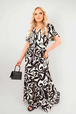 Load image into Gallery viewer, Printed Short Sleeve Button Down V-Neck Maxi Dress
