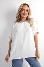 Load image into Gallery viewer, Shiny Trim Short-Sleeved Top
