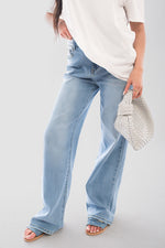 Load image into Gallery viewer, Back Statement Distressed Straight Leg Jeans
