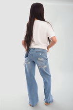 Load image into Gallery viewer, Back Statement Distressed Straight Leg Jeans
